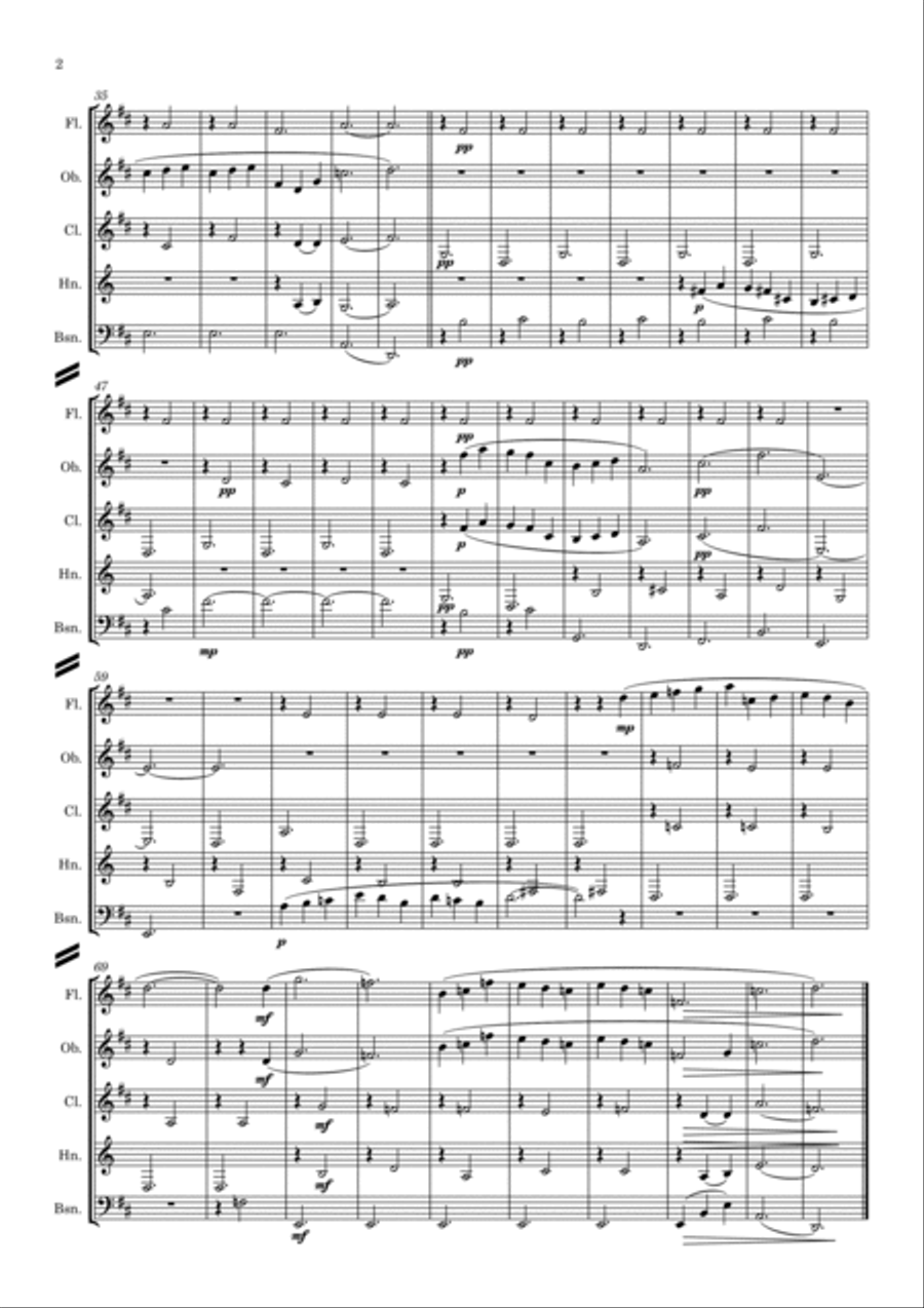 Satie: Gymnopédie No.1 - wind quintet Woodwind Quintet scores gallery preview page 3