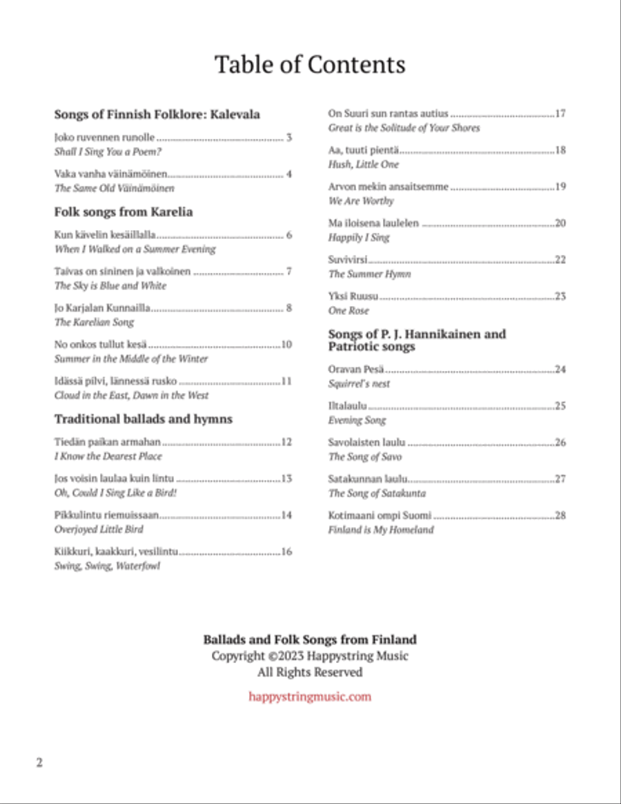 Ballads and Folk Songs from Finland Celtic Harp scores gallery preview page 2