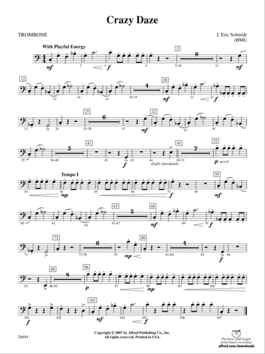 Crazy Daze: 1st Trombone Crazy Daze: 1st Trombone Full Orchestra scores gallery preview page 1