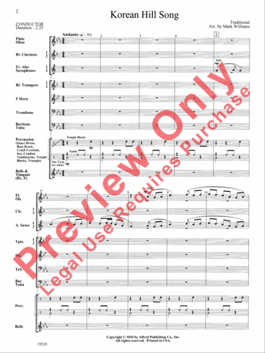 Korean Hill Song Concert Band scores gallery preview page 3