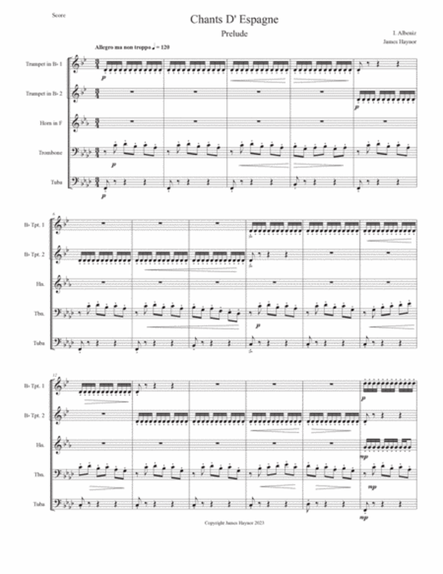 Chants d' Espagne - Prelude for Brass Quintet image number null