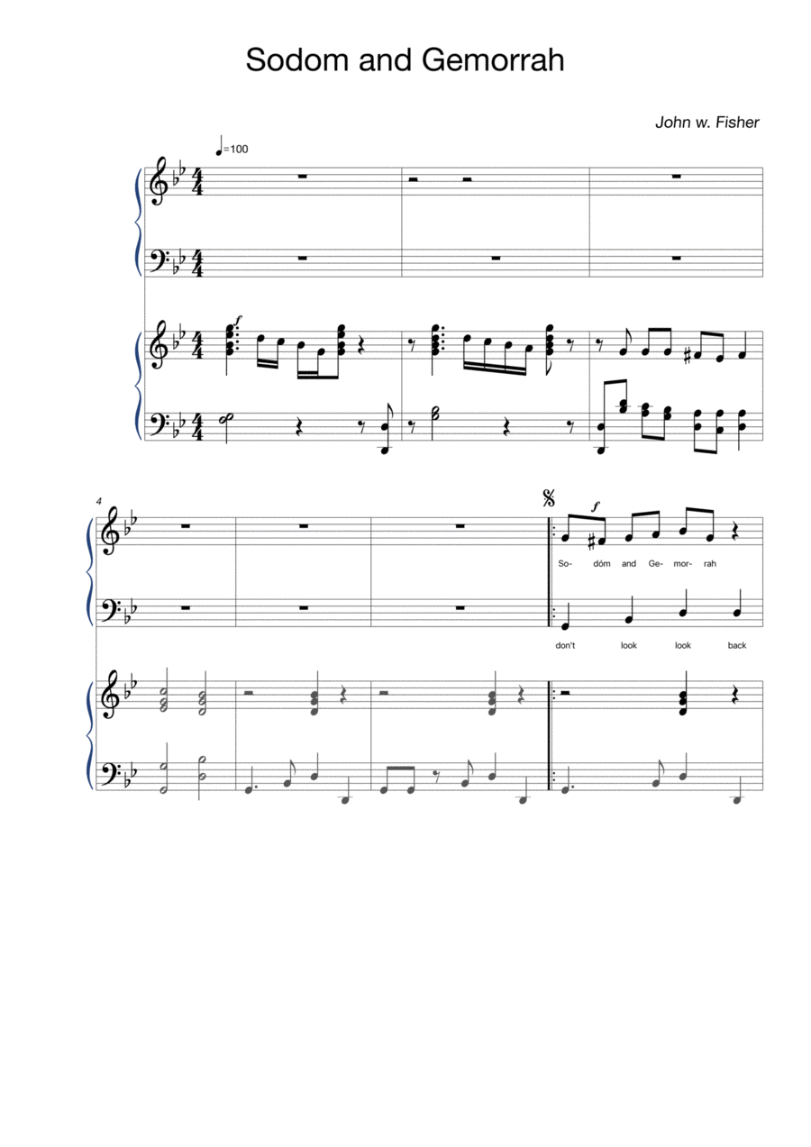 Sodom and Gemorrah Piano scores gallery preview page 1