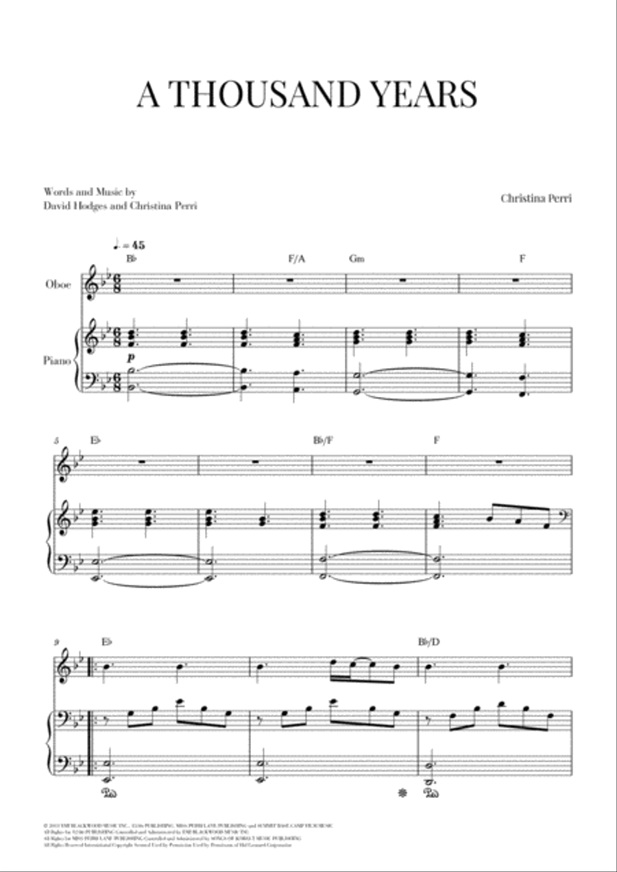 A Thousand Years Small Ensemble scores gallery preview page 1