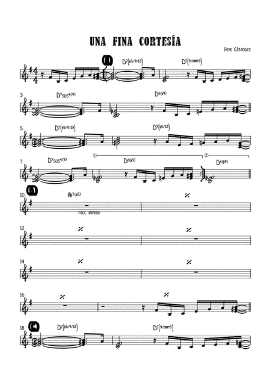 Una fina cortesía Una fina cortesía Jazz Ensemble scores gallery preview page 2
