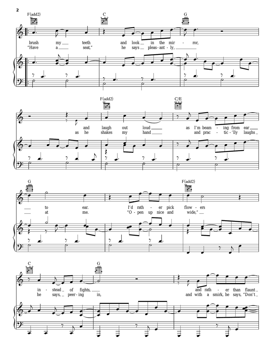 Dental Care Dental Care Piano, Vocal, Guitar scores gallery preview page 2