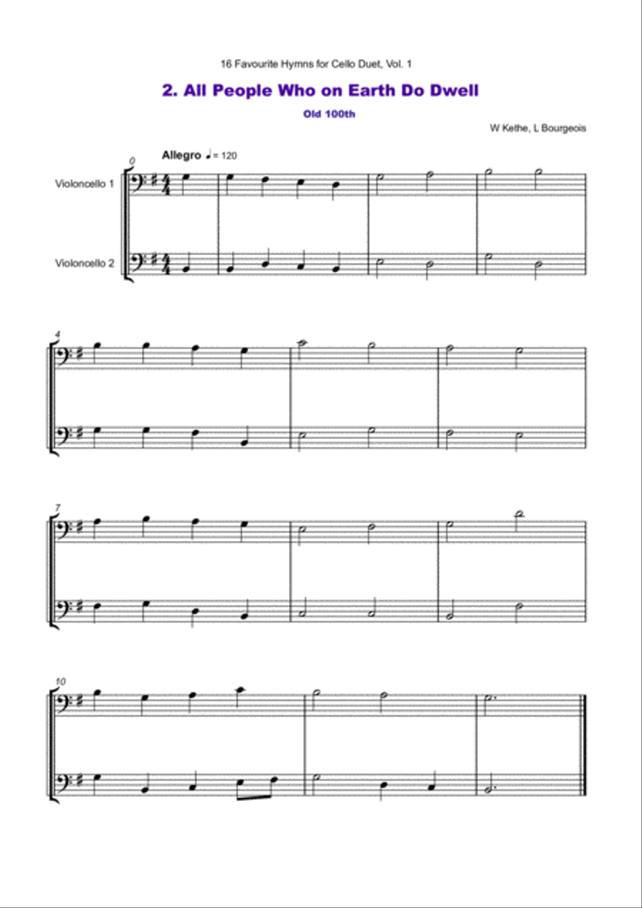 16 Favourite Hymns Vol.1 for Cello Duet String Duet scores gallery preview page 3