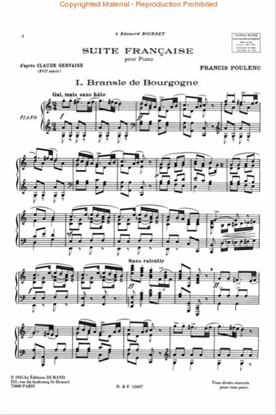 Suite Francaise d'après Claude Gervaise Piano Solo scores gallery preview page 2