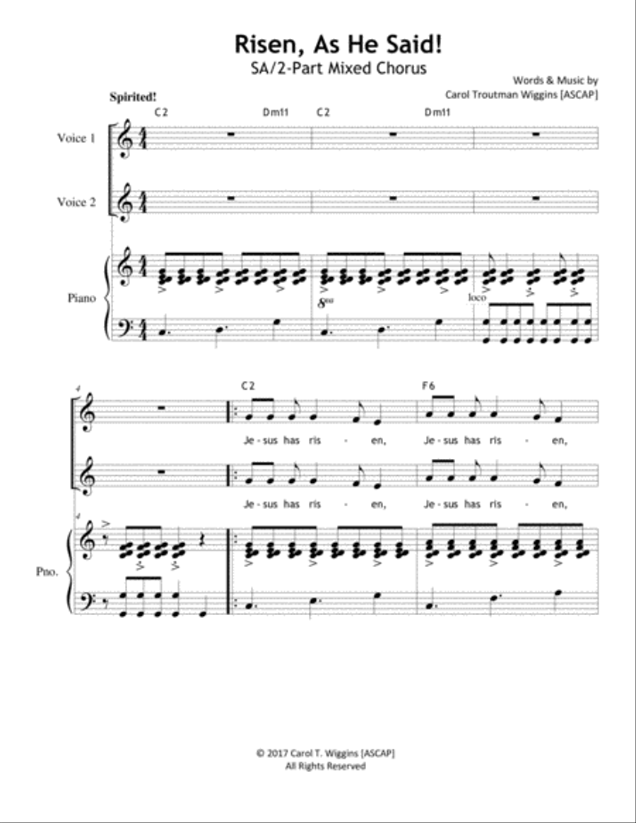 Risen, As He Said! (2-Part) SA scores gallery preview page 1