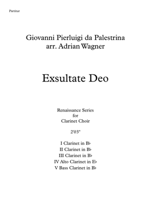 Book cover for Exsultate Deo (Giovanni Pierluigi da Palestrina) Clarinet Choir arr. Adrian Wagner