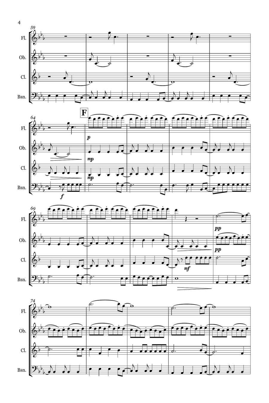 Viva La Vida Woodwind Quartet scores gallery preview page 4