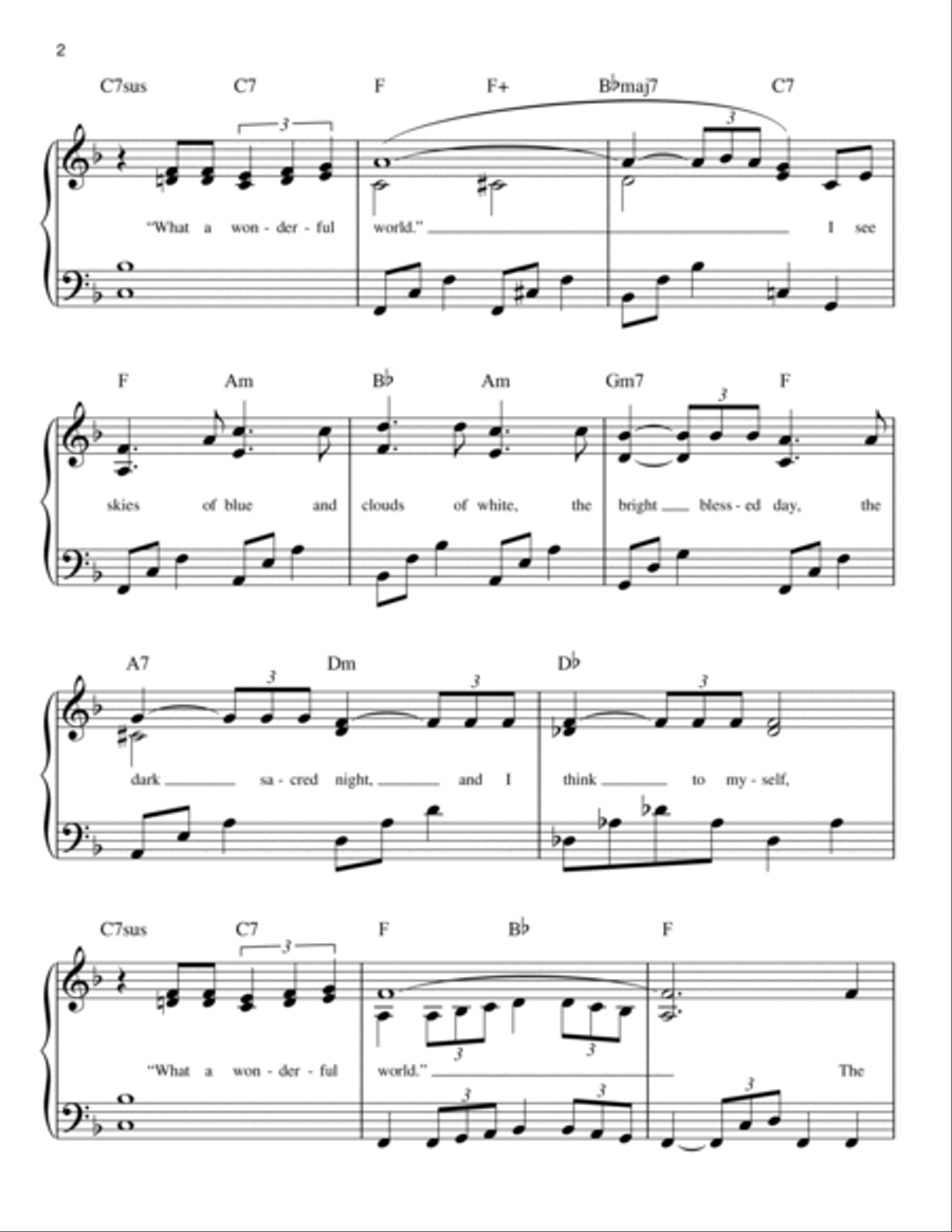 What A Wonderful World Easy Piano scores gallery preview page 2