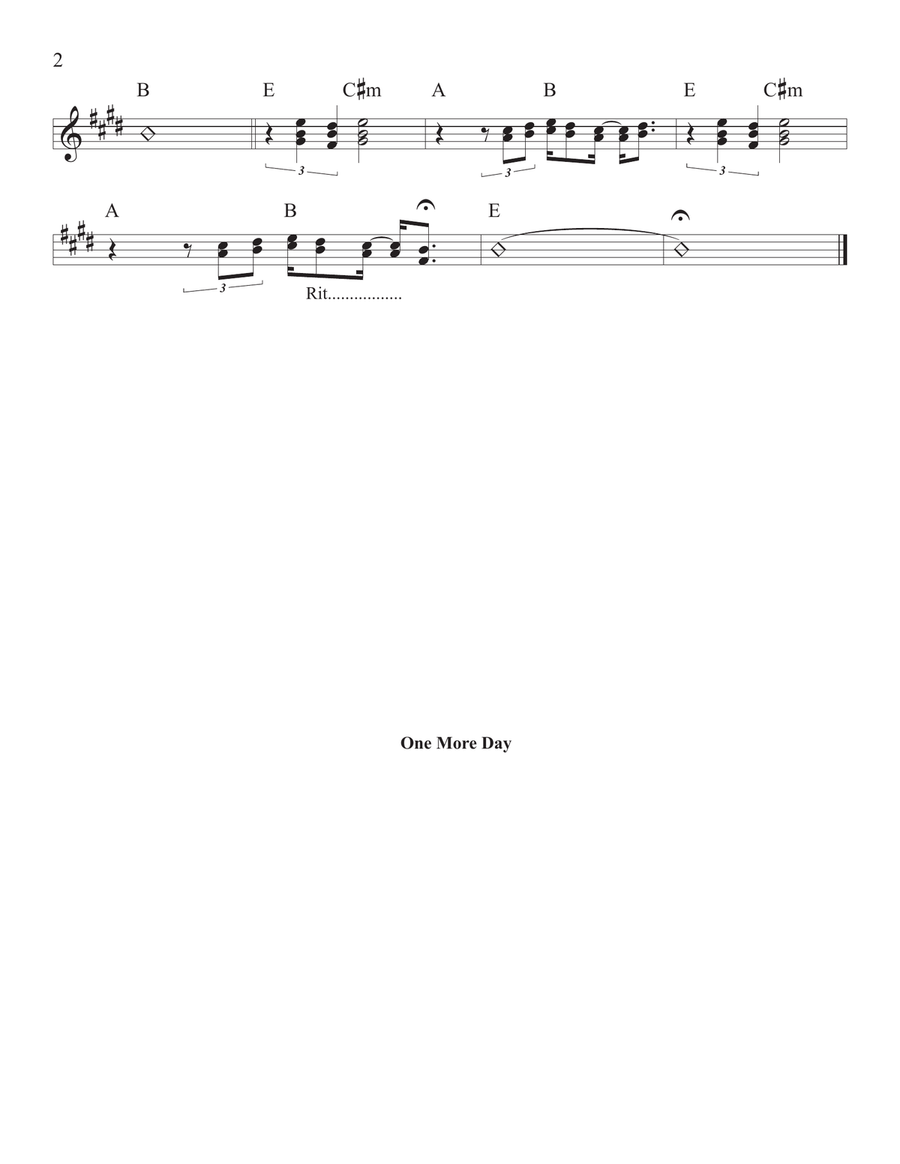 One More Day Piano, Vocal scores gallery preview page 2