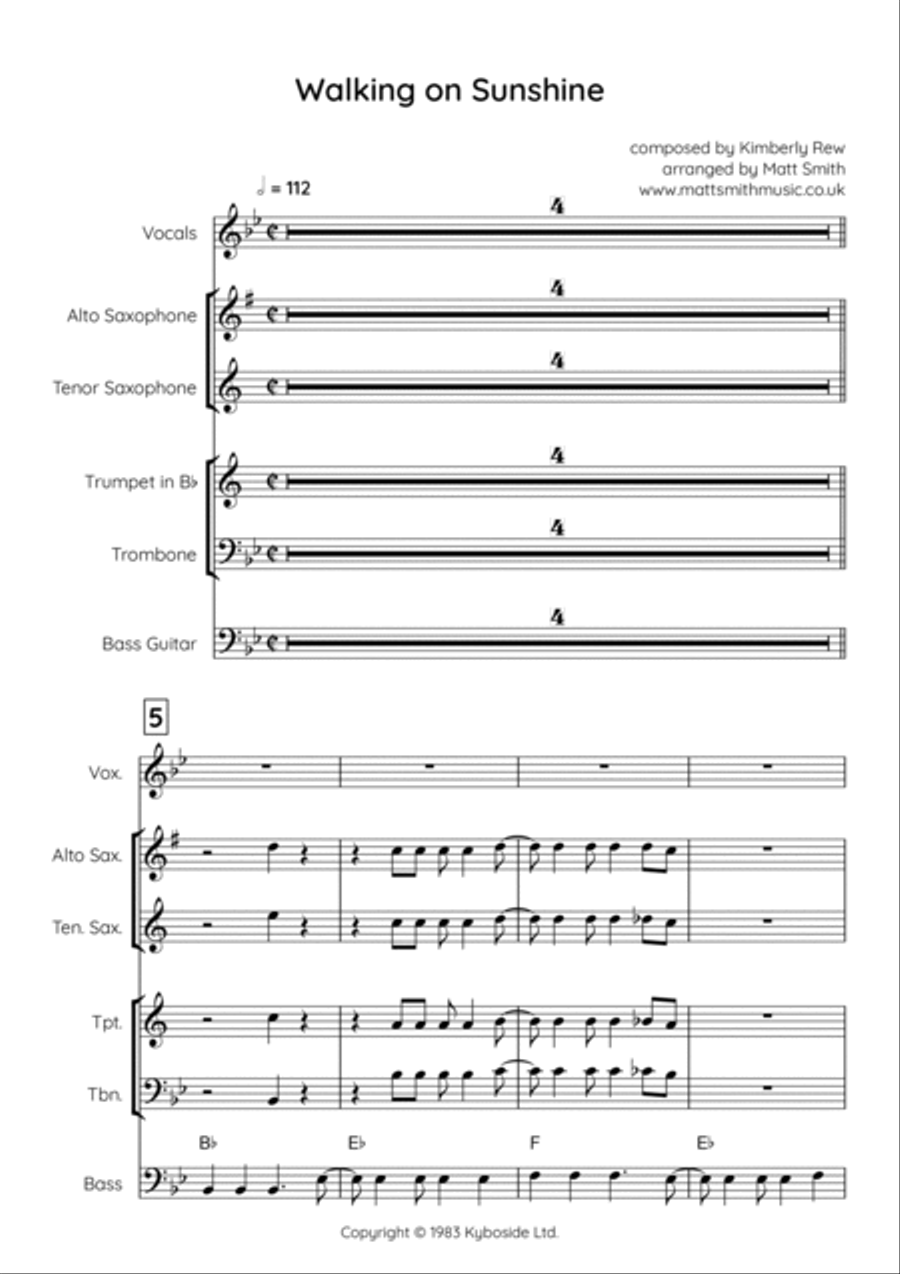Walking On Sunshine Walking On Sunshine Voice scores gallery preview page 3