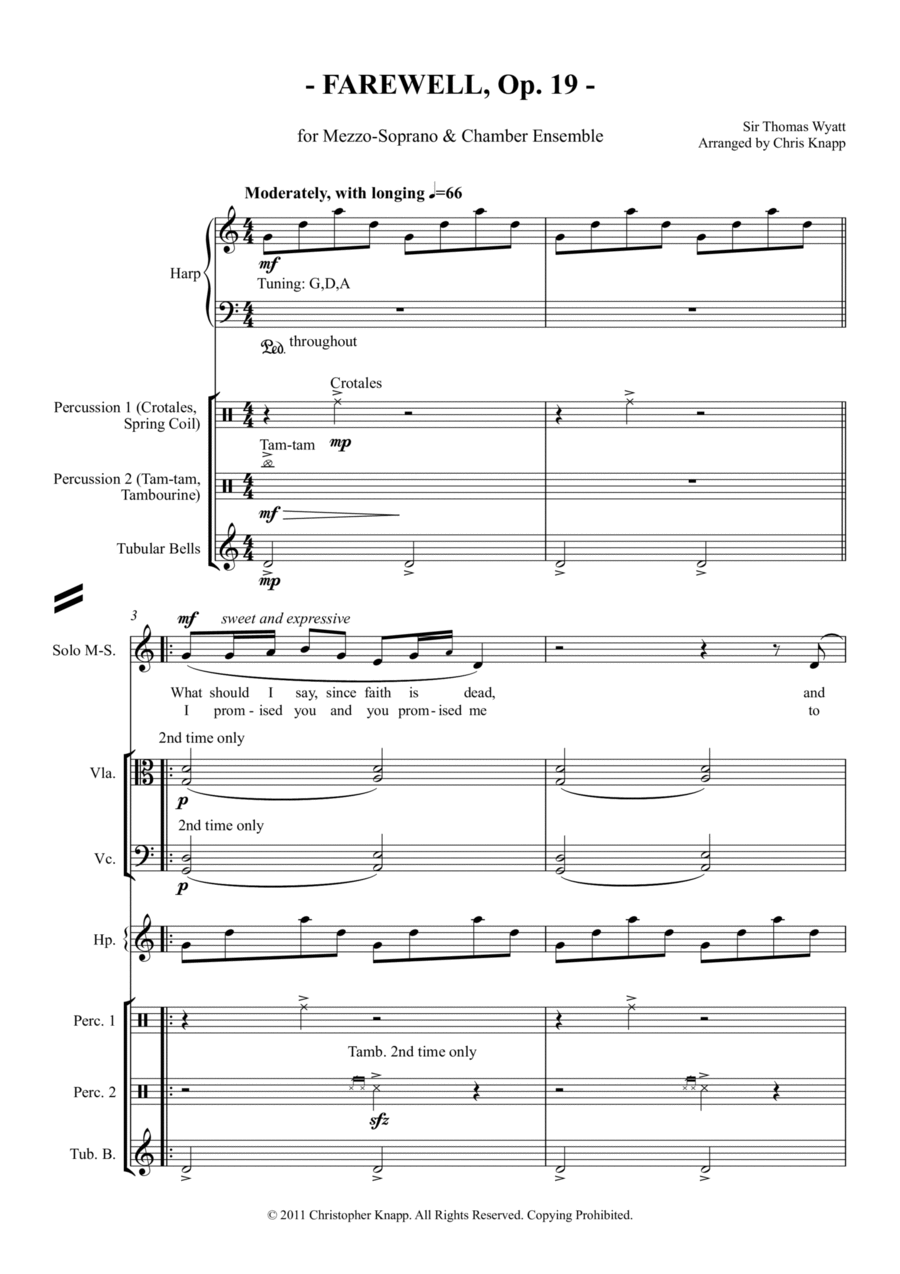 Farewell, Op. 19 Large Ensemble scores gallery preview page 1