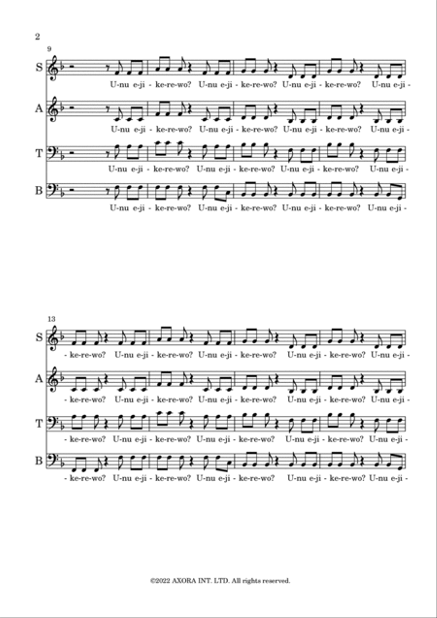 Unu Ejikerewo? (IGBO) 4-Part scores gallery preview page 2