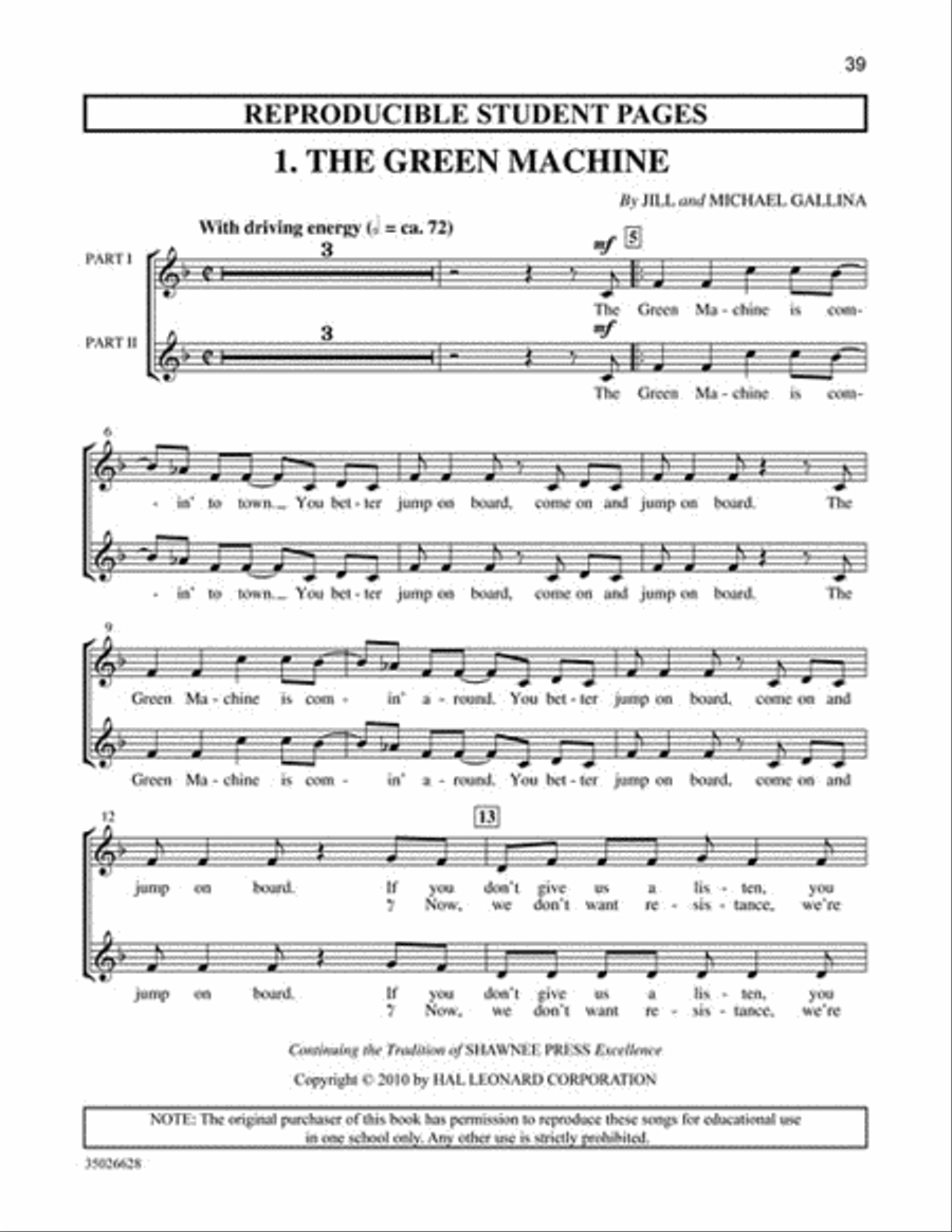 The Green Machine Team – A Mini-Musical to Recycle, Replenish, and Renew! 2-Part scores gallery preview page 2