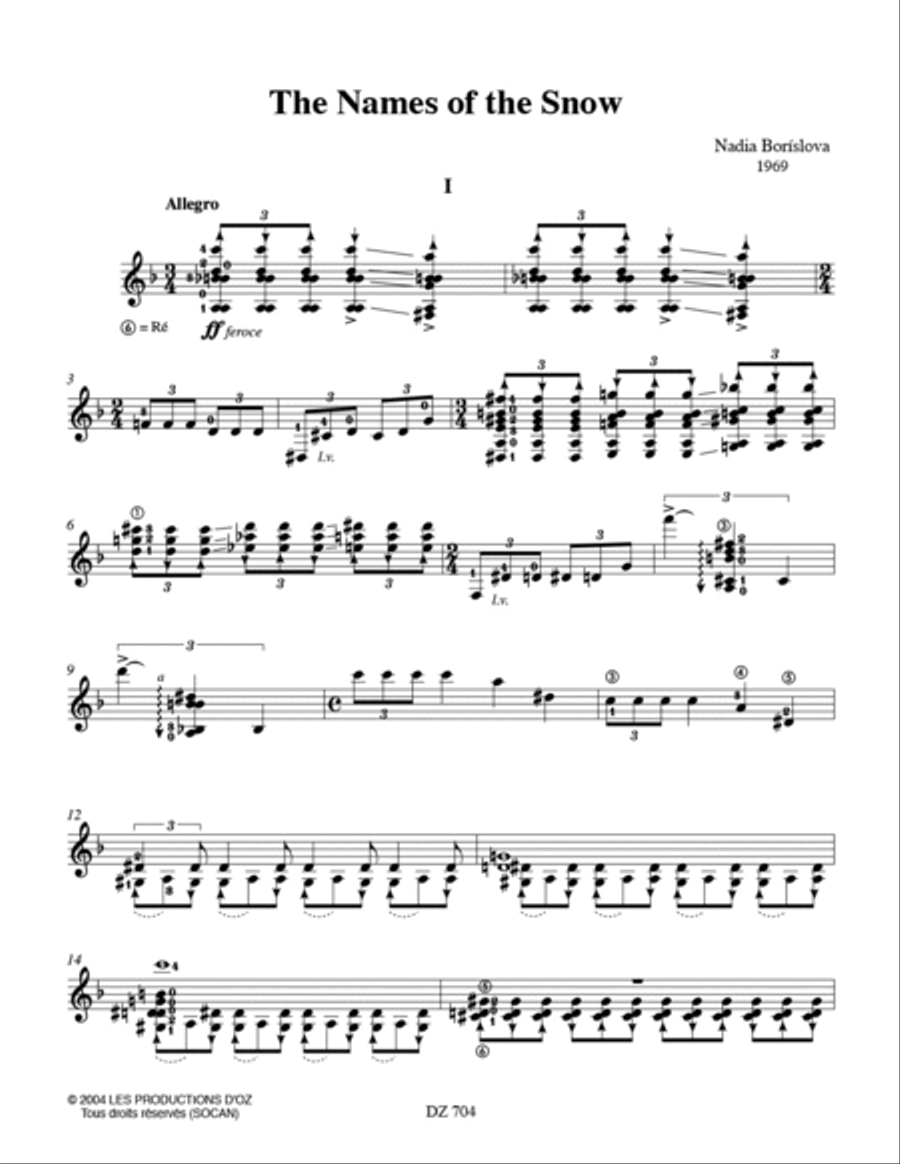 The Names of the Snow Classical Guitar scores gallery preview page 2