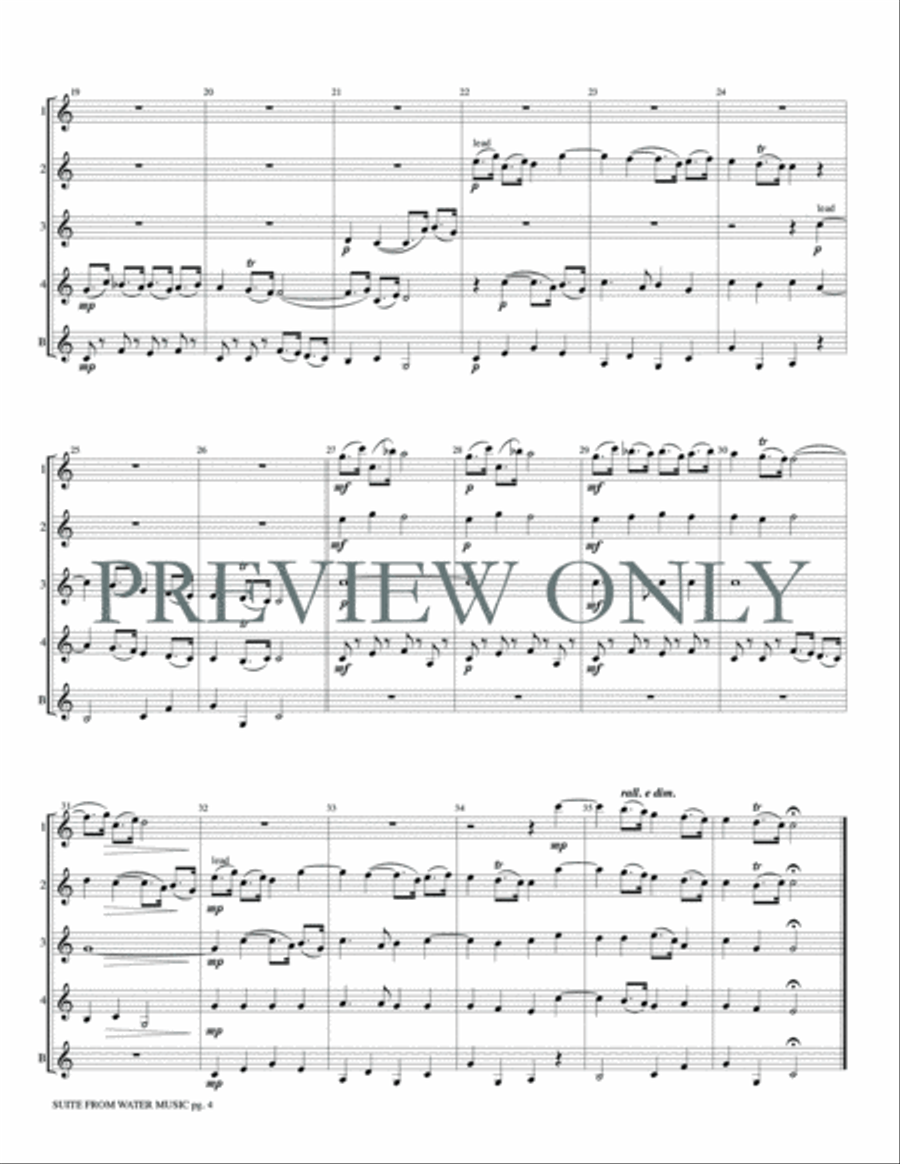 Suite from Water Music Clarinet Quintet scores gallery preview page 6