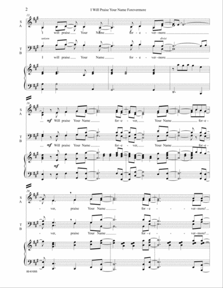 I Will Praise Your Name Forevermore - SATB score 4-Part scores gallery preview page 3