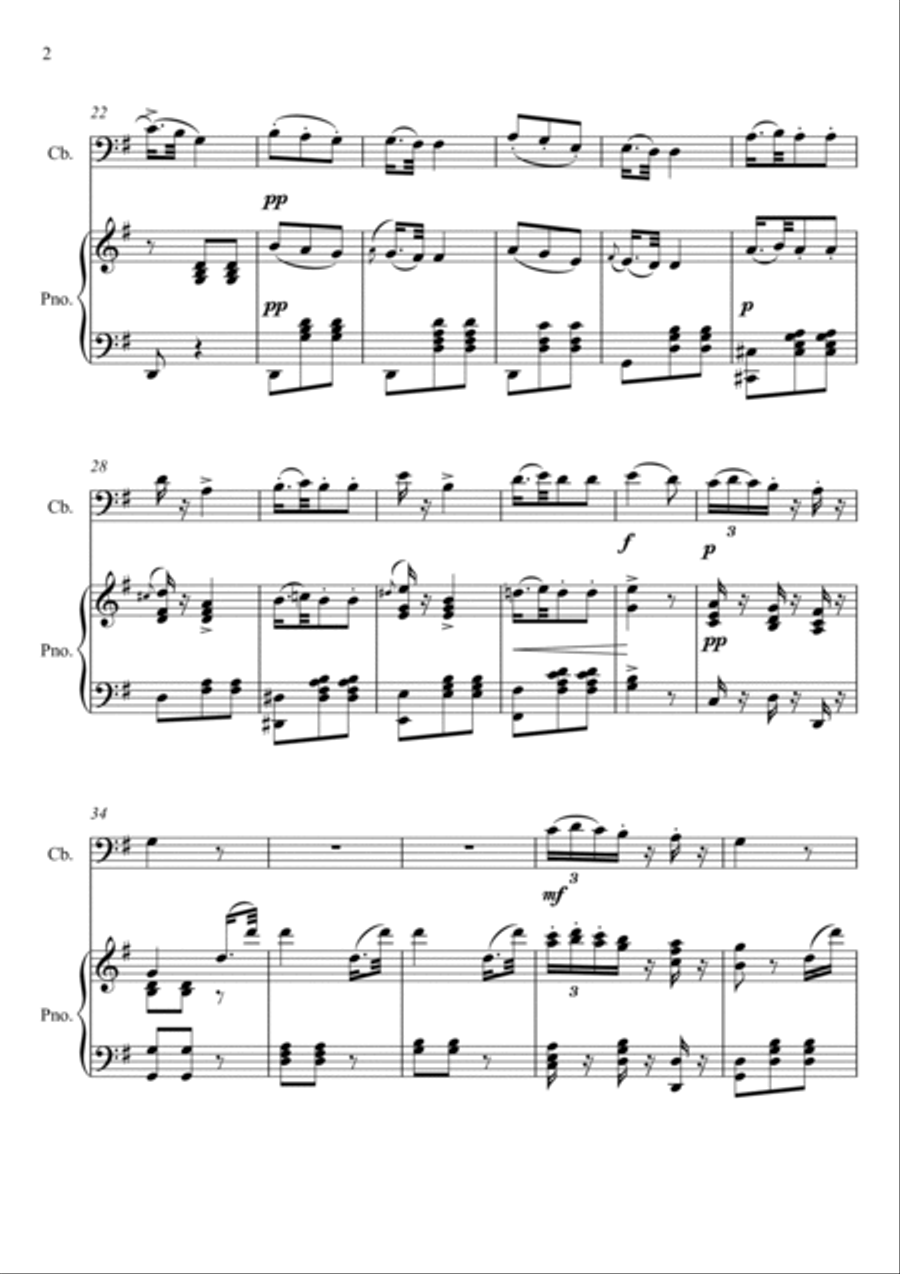 Giuseppe Verdi - La donna e mobile (Rigoletto) Double Bass - G Key String Duet scores gallery preview page 2