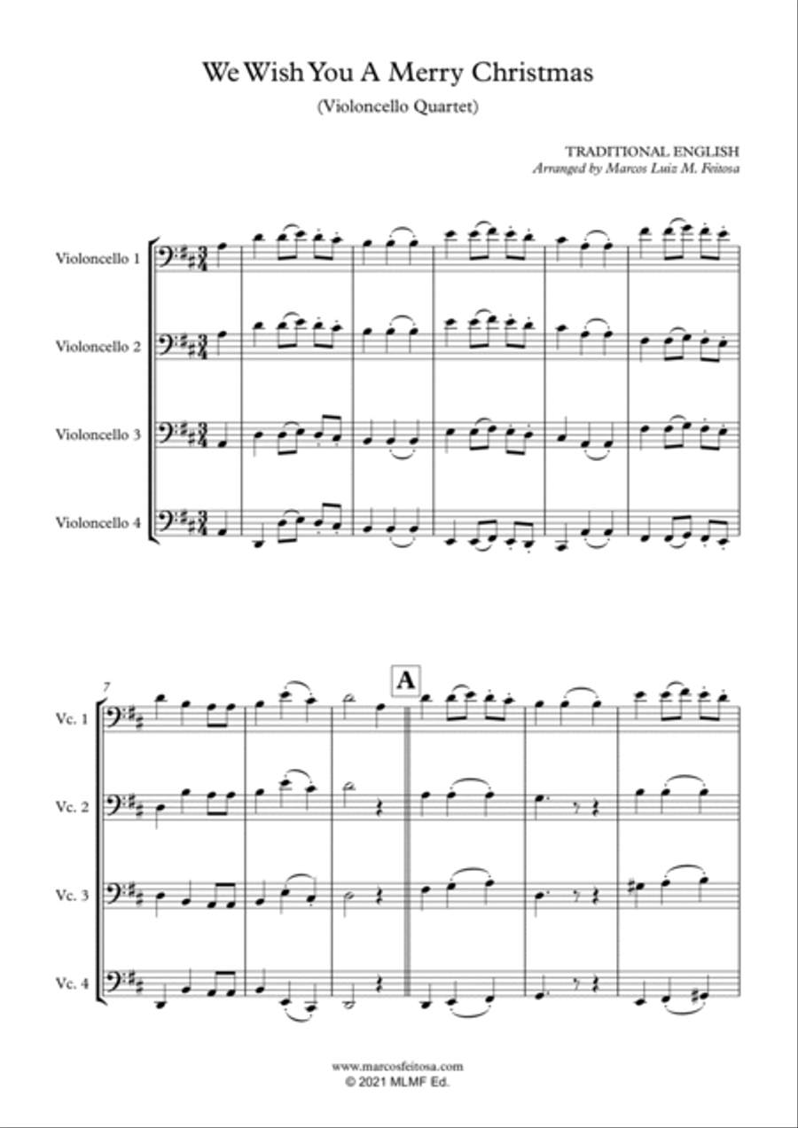We Wish You A Merry Christmas - Cello Quartet String Quartet scores gallery preview page 3