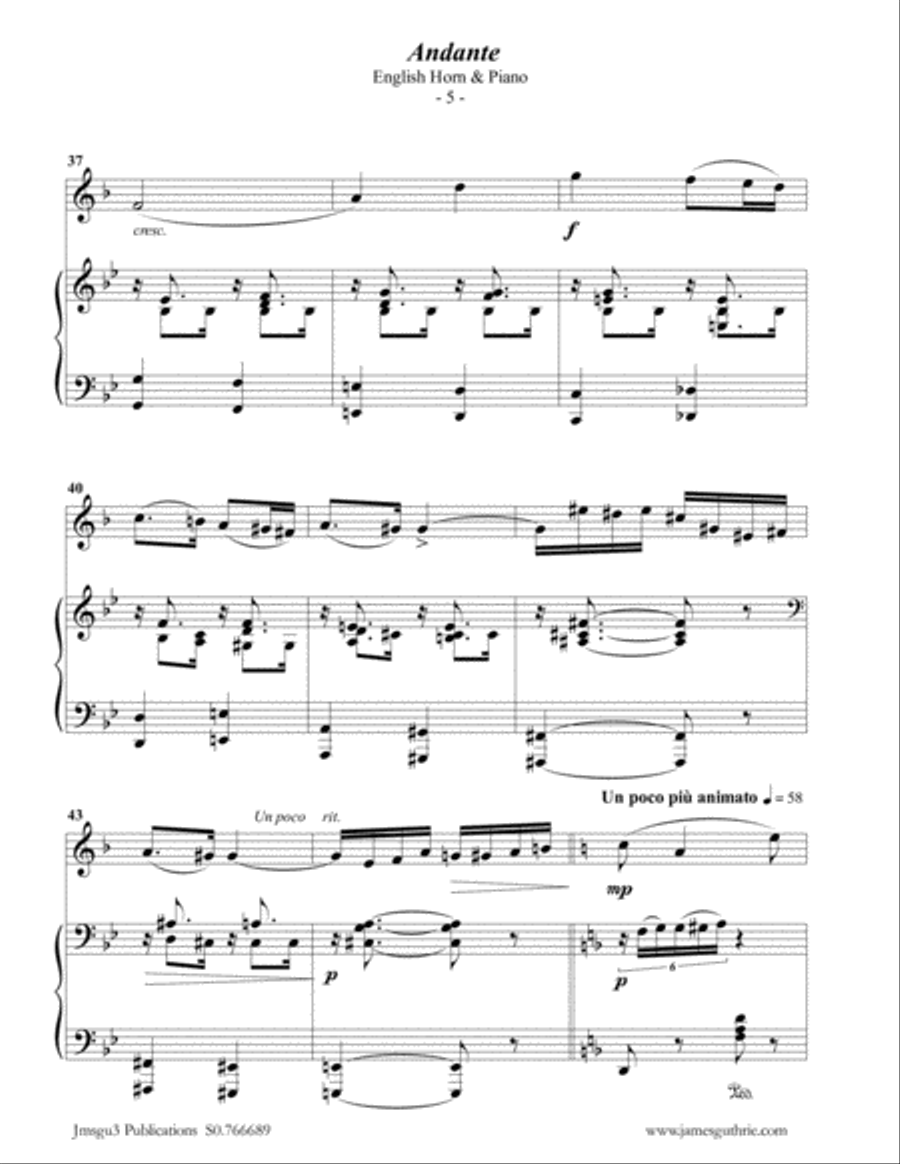 Fauré: Andante Op. 75 for English Horn & Piano English Horn scores gallery preview page 5