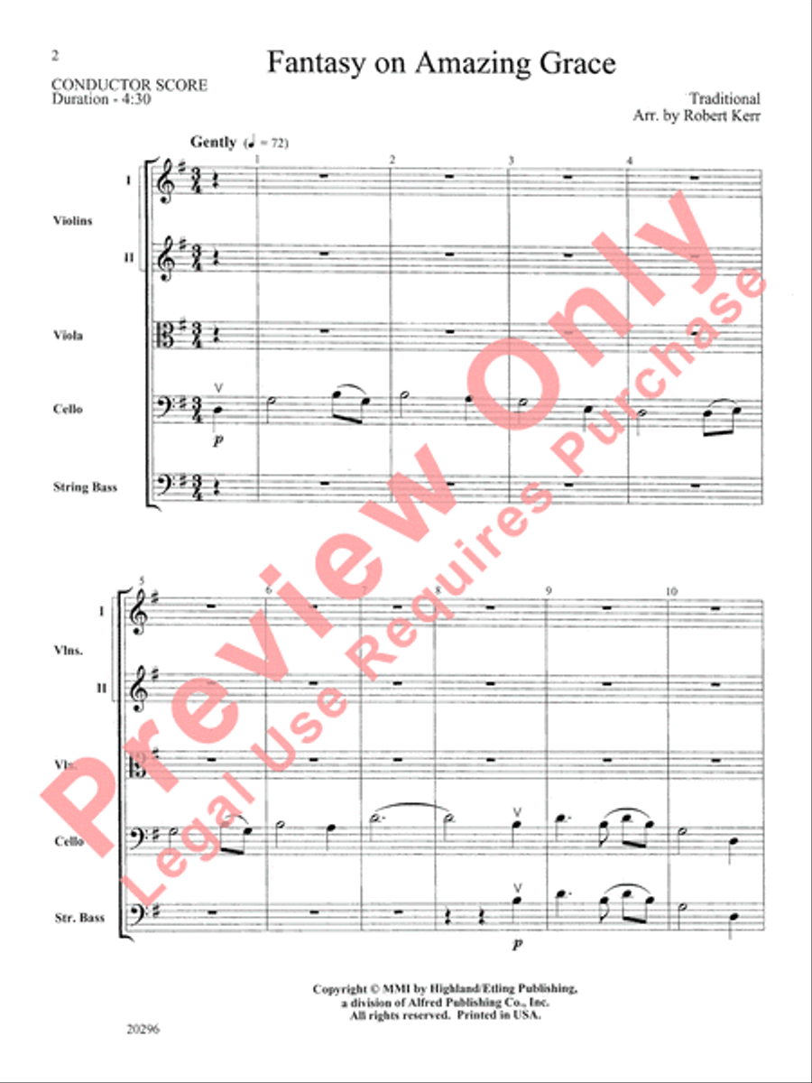 Fantasy on Amazing Grace String Orchestra scores gallery preview page 3