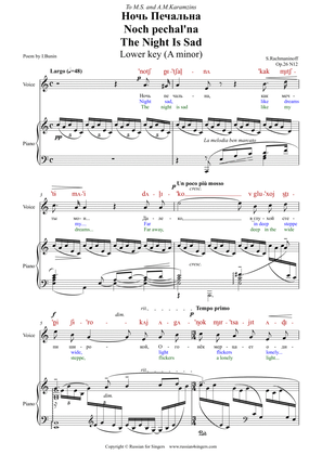 "The Night Is Sad" Op.26 N12 Lower Key (A minor) DICTION SCORE with IPA and translation