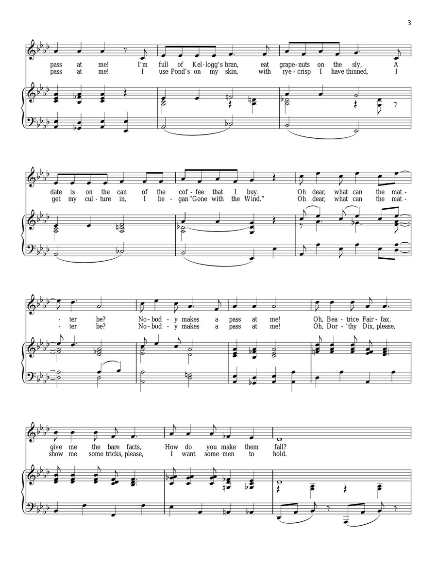 Nobody Makes A Pass At Me Piano, Vocal scores gallery preview page 3