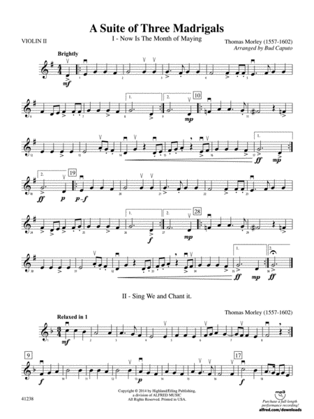 A Suite of Three Madrigals: 2nd Violin