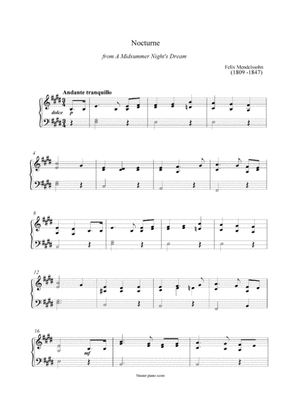 Book cover for Mendelssohn - Nocturne (Easy pinao arrangement)