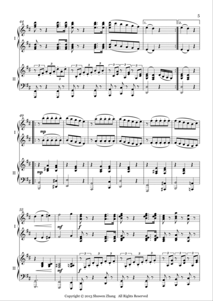 Variations on a theme by Mozart (for two pianos) Piano Solo scores gallery preview page 5