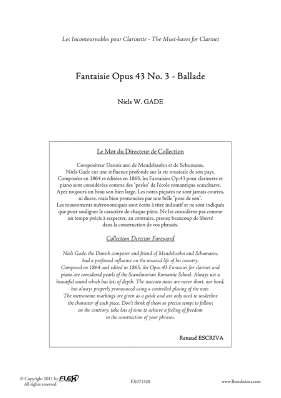 Fantaisie Opus 43 No. 3 B-Flat Clarinet scores gallery preview page 2