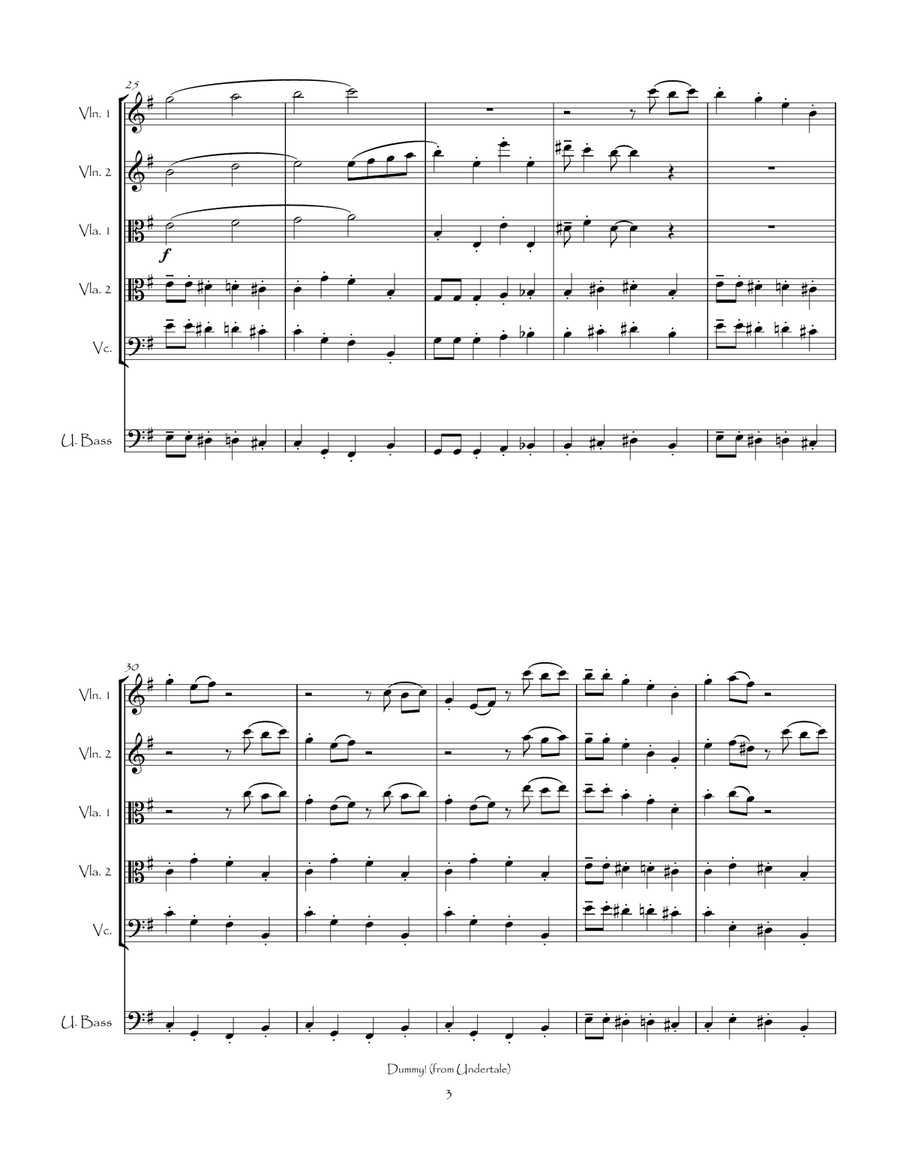 Dummy! (from Undertale) String Orchestra scores gallery preview page 5