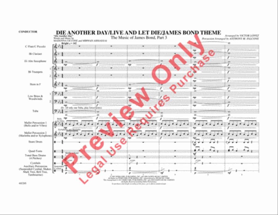 Die Another Day / Live and Let Die / James Bond Theme Marching Band scores gallery preview page 2