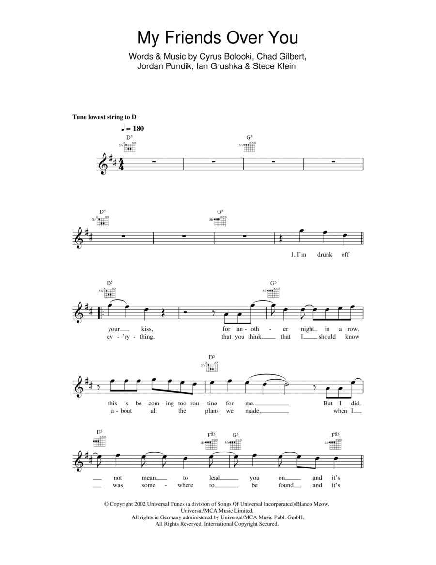My Friends Over You Piano scores gallery preview page 1