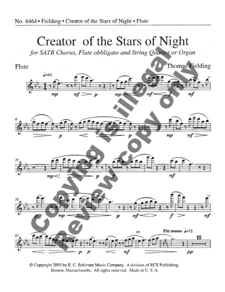 Creator of the Stars of Night (Flute Part)
