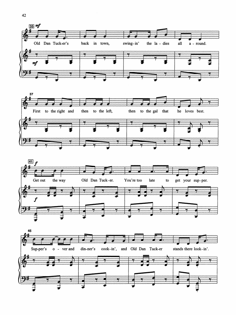 Old Dan Tucker - Piano/Vocal Solo (Medium Low) Piano, Vocal scores gallery preview page 3