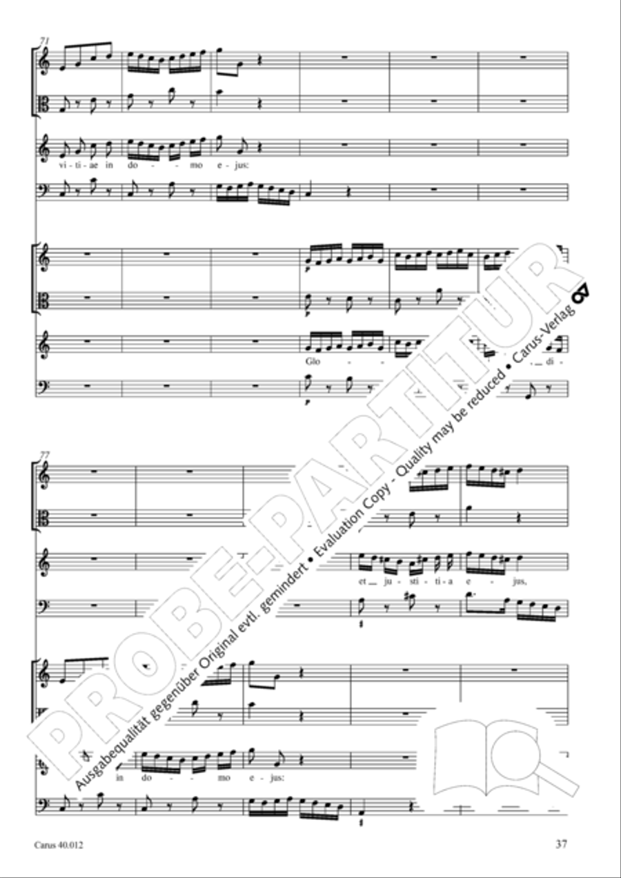 Beatus vir (How blest is he) Psalm 111 4-Part scores gallery preview page 38