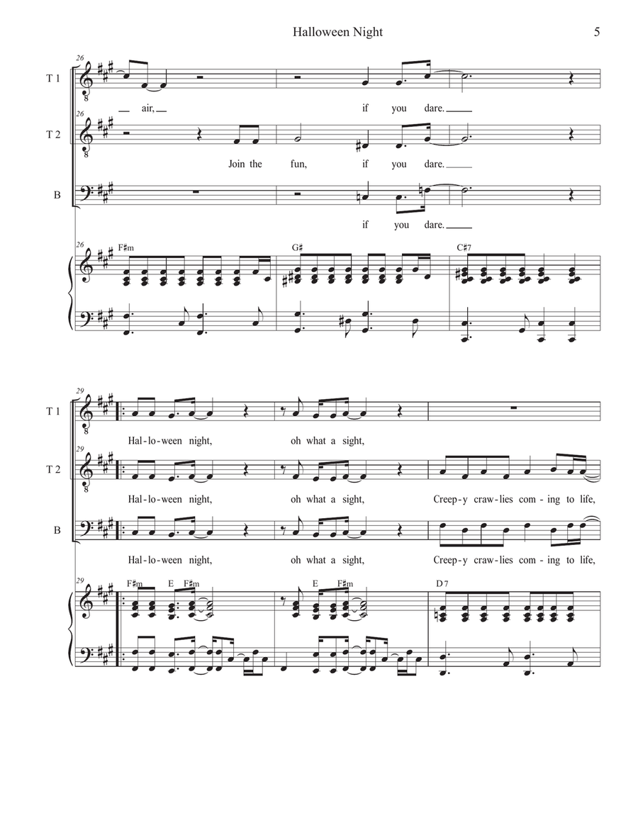 Halloween Night (Vocal Trio - (TTB) TTB scores gallery preview page 5