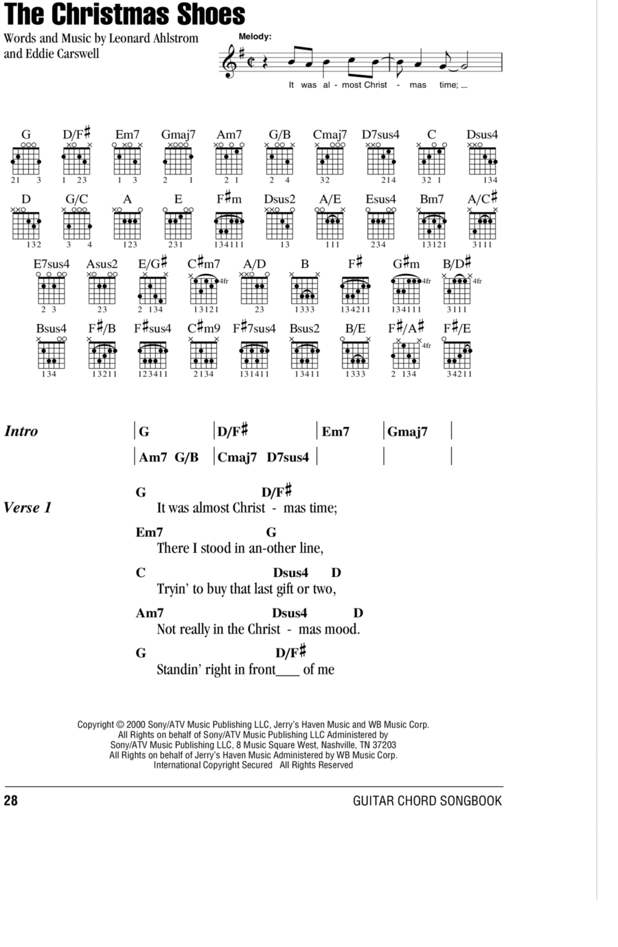 The Christmas Shoes Easy Guitar scores gallery preview page 1