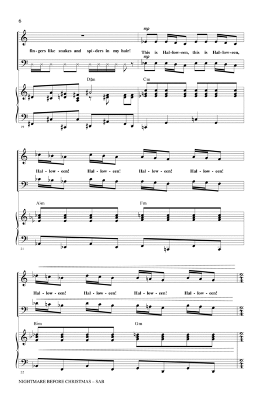 Nightmare Before Christmas (Medley) (arr. Alan Billingsley) 3-Part scores gallery preview page 4