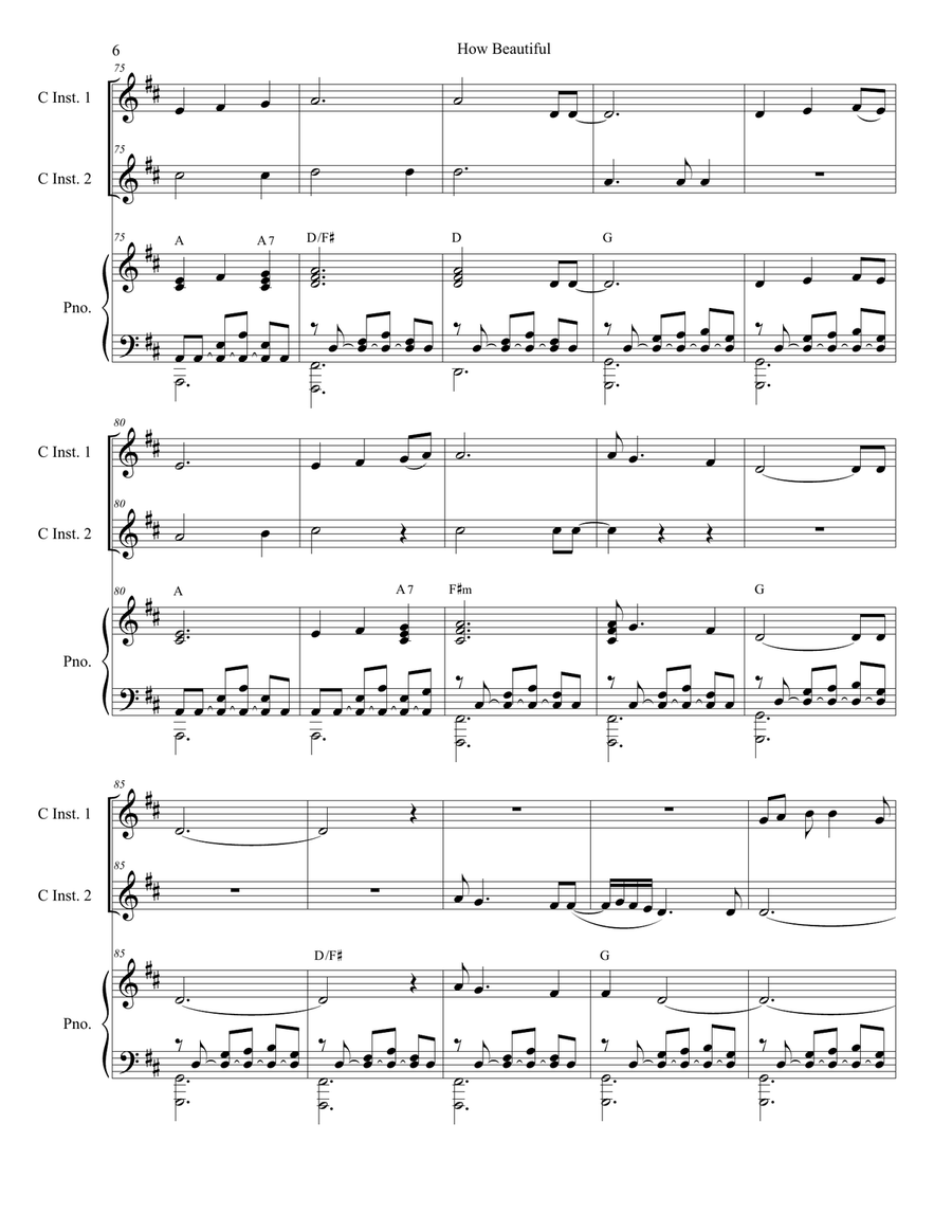 How Beautiful Flute scores gallery preview page 6
