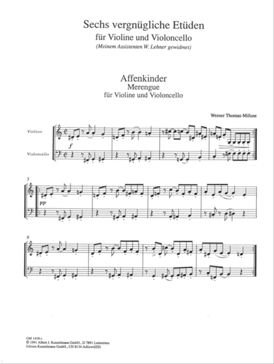 6 amusing studies for violin and cello String Duet scores gallery preview page 2