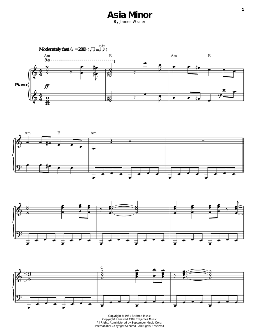 Asia Minor Asia Minor Piano scores gallery preview page 1