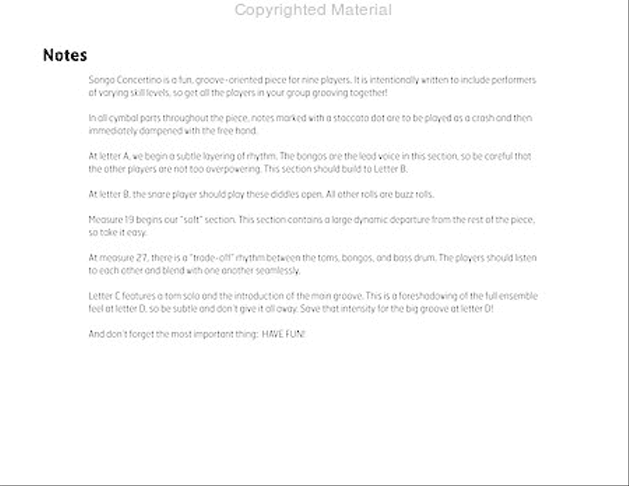 Songo Concertino Songo Concertino Percussion Ensemble scores gallery preview page 3