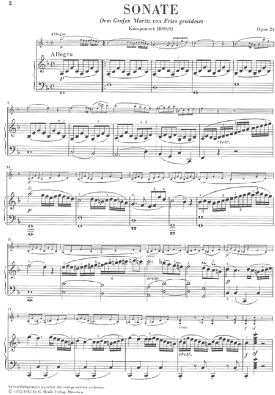 Sonata for Piano and Violin F major op. 24 (Spring sonata)