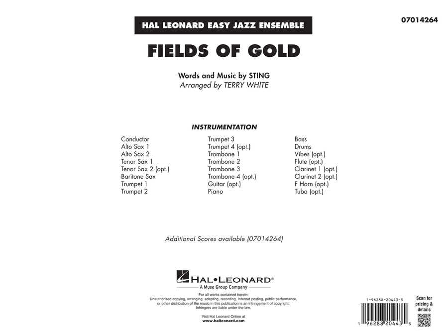 Fields Of Gold (arr. Terry White) - Conductor Score (Full Score) Jazz Ensemble scores gallery preview page 1
