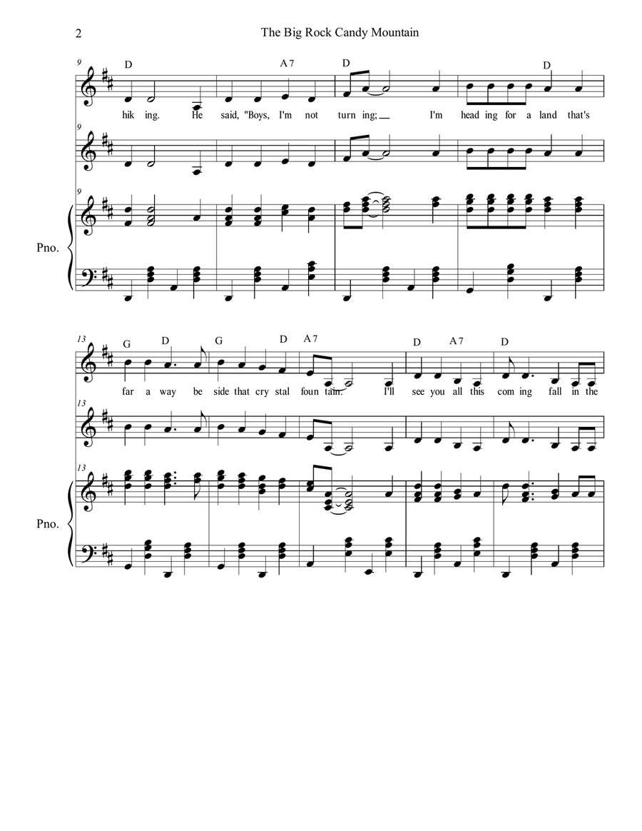 The Big Rock Candy Mountain Piano, Vocal scores gallery preview page 2