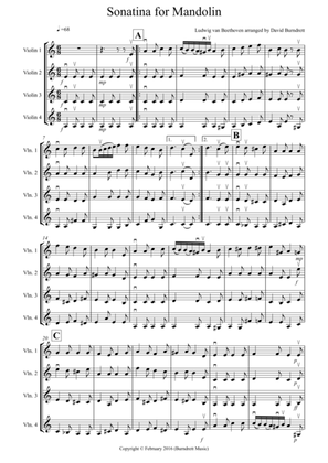 Sonatina by Beethoven for Violin Quartet